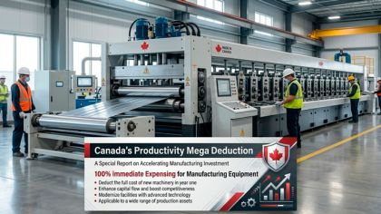 Nouvelle méga-déduction canadienne pour l'équipement de fabrication