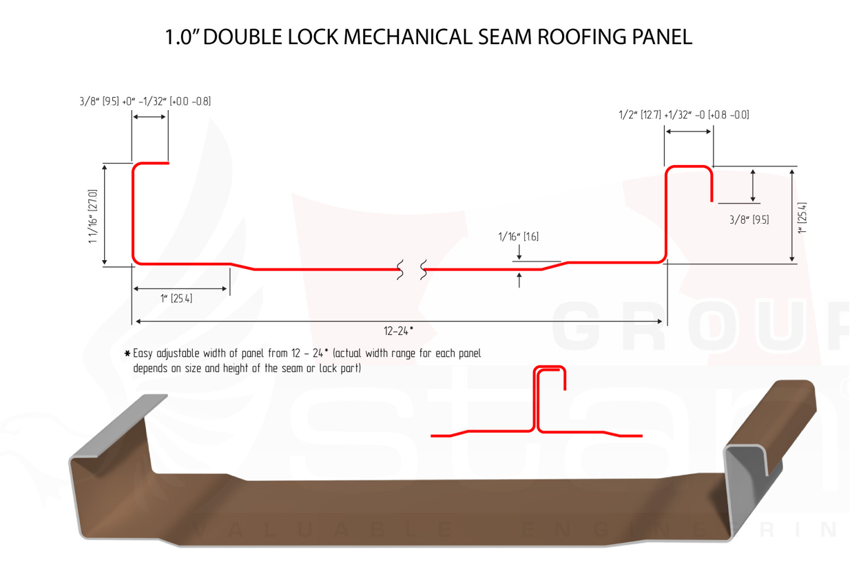 SS4E-ROOFER 1.0, double lock seam panel machine, mechanical standing seam rollformer